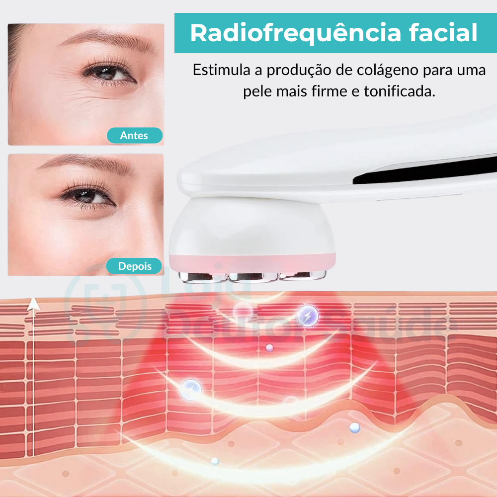 Massageador Facial Com Radiofrequência E Luz LED 5 Em 1